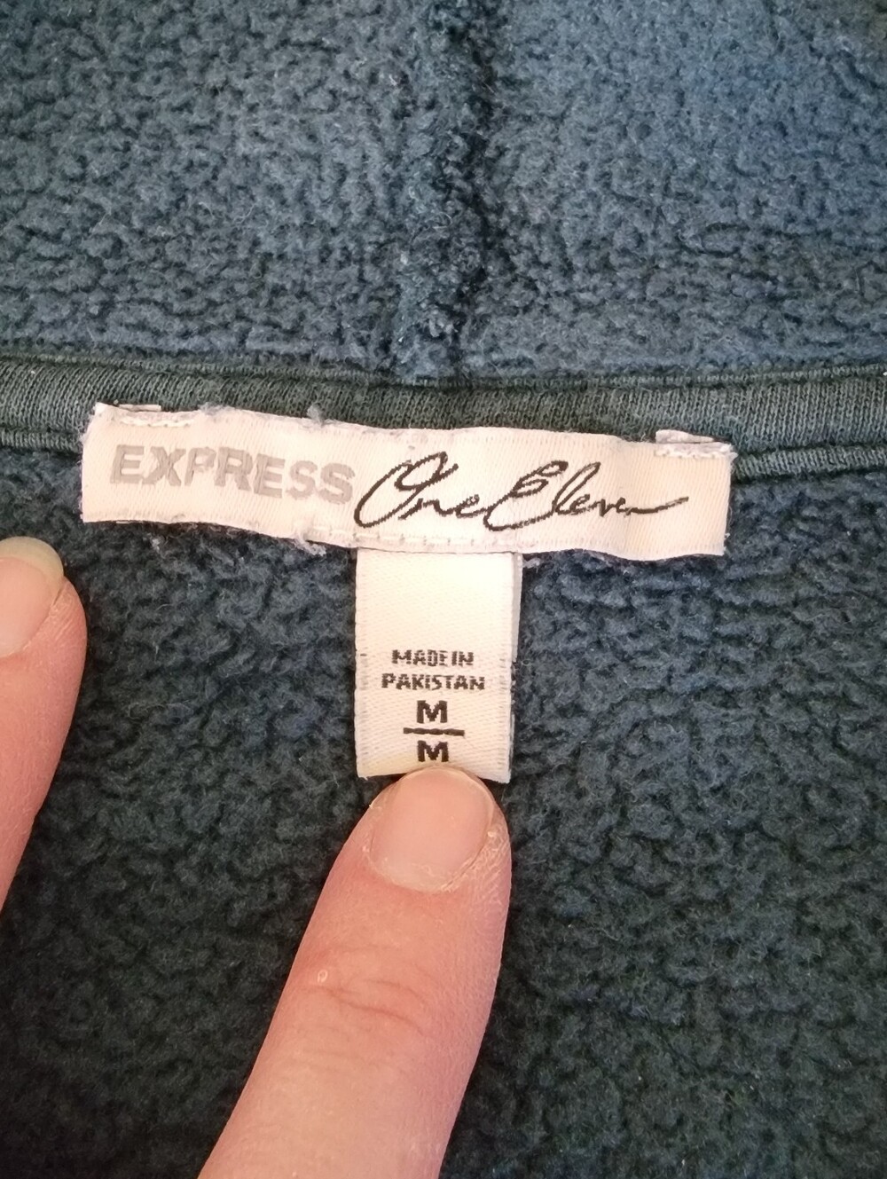 Express One Eleven Teal Velour / Fleece Hoodie /Pullover! Womens Medium - Picture 5 of 9